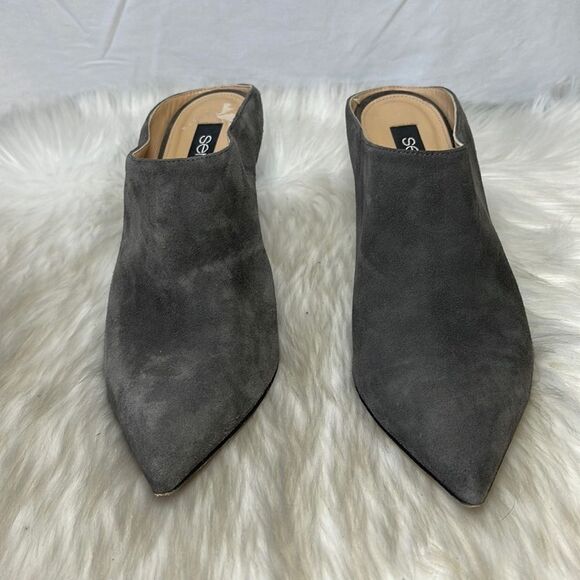 Sergio Rossi‎ Godiva Grey Suede High Heel Mules Sz 38.5/7 - Picture 2 of 8